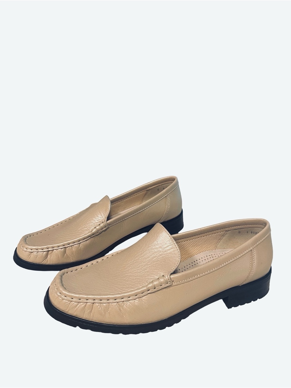 New ARA Echt Leder Mokassin Cream Pearl Women Sz US 8.5 (UK 6) Leather Loafer